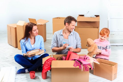 Boxes and belongings in a Barking storage unit