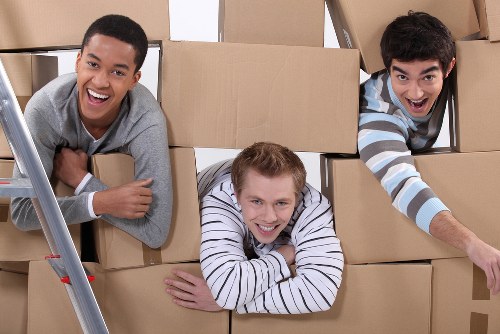 Packed boxes and belongings prepared for student storage in Barking