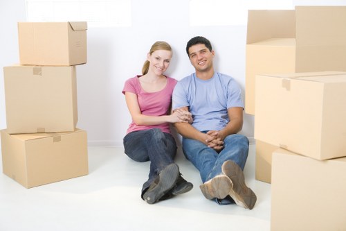 Packed moving boxes ready for local removals in Barking