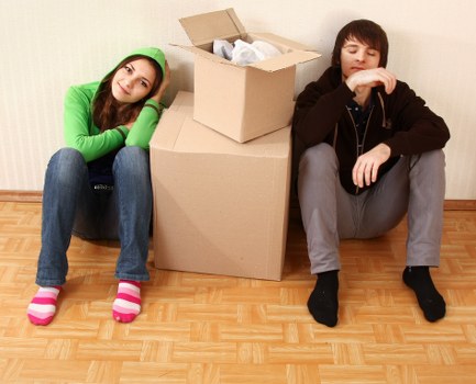 Packed boxes and furniture ready for removals in Barking