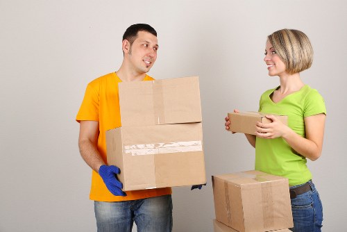 Packed boxes and household items for a small move